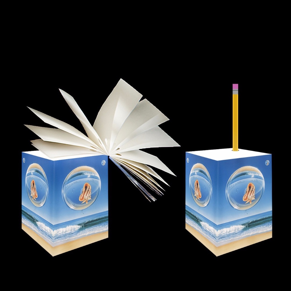 Ocean Sanctuary Note Cube: Jumbo 5" tall w/Pencil Hole Drilled (The Bubble) new!